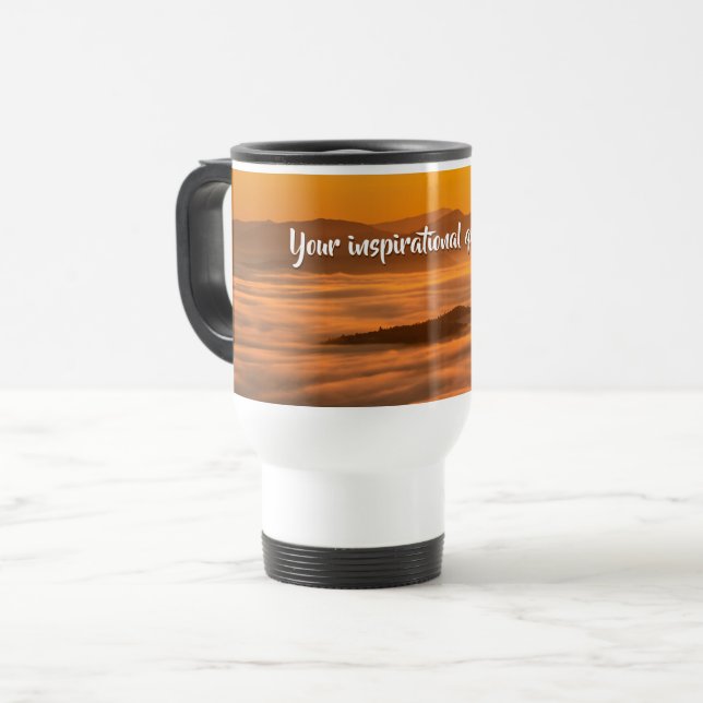 Caneca Térmica Seu texto personalizado sobe acima da paisagem neb (Frente Esquerda)
