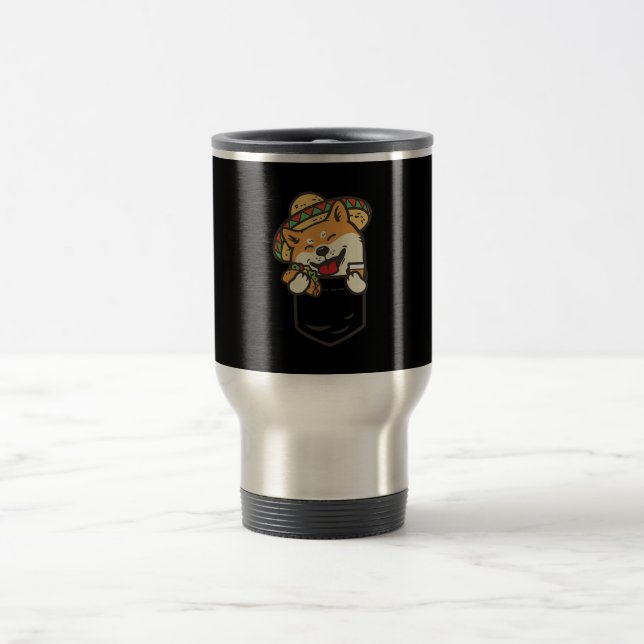 Caneca Térmica Shiba Inu Cão Mexicano Taco Tequila (Centro)