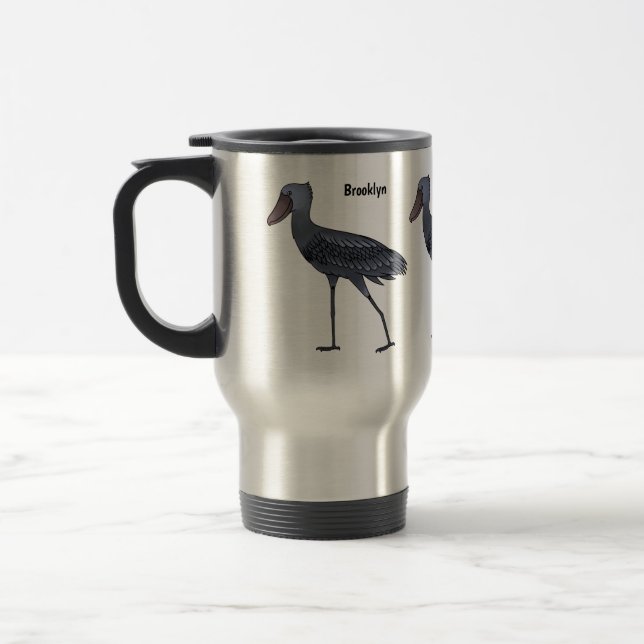 Caneca Térmica Shoebill bird cartoon illustration  (Esquerda)