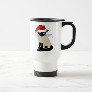 Caneca Térmica Siamese Papai Noel Natal Gato Divertido Férias