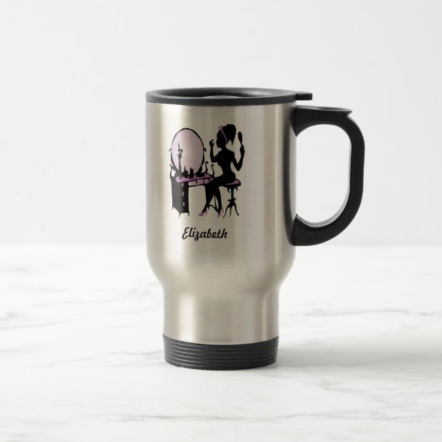 Caneca Térmica Silhouette Fashionista, Púrpura Chic e Mulher Negr (Direita)