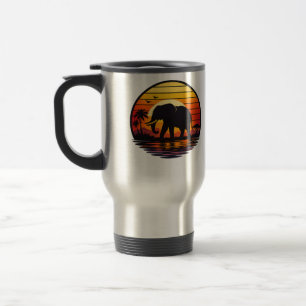 Caneca Térmica Silhueta de Elefante Pôr do Sol Retrô