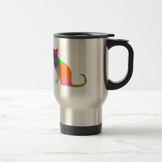 Caneca Térmica Silhueta de Gato Low Poly (Direita)