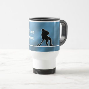 Caneca Térmica Silhueta de jogador de hóquei Fundo colorido