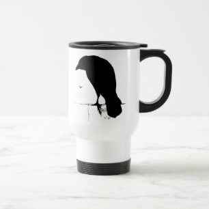Caneca Térmica Silhueta do corvo - corvos & corvos do gótico do
