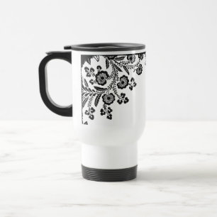 Caneca Térmica Silhueta feminino das flores cor-de-rosa florais