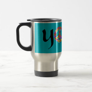 Caneca Térmica Símbolo de Paz de Yoga Floral