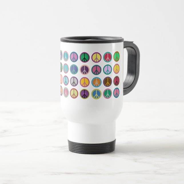 Caneca Térmica Símbolos de paz coloridos (Frente Esquerda)