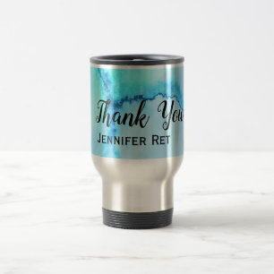 Caneca Térmica simples agradecimentos minimalistas em caligrafia
