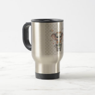 Caneca Térmica Simples etiqueta colorida abstrata adicione seu te