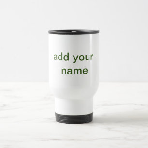 Caneca Térmica Simples minimal verde adicione seu texto nome foto