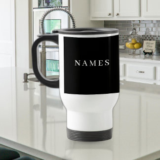 Caneca Térmica Simples Preto Personalizado Adicionar Seu Nome Ele