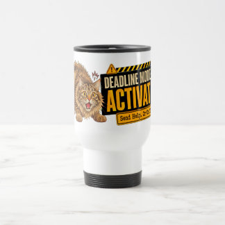 Caneca Térmica Sinal de Mesa Modo Prazo Ativado Gato Engraçado Es