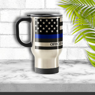 Caneca Térmica Sinalizador de Polícia de Linha Azul Fino Personal