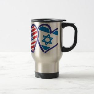 Caneca Térmica Sinalizador do Coração de Israel dos EUA