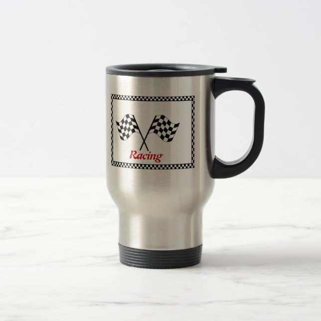 Caneca Térmica Sinalizadores de tabuleiro de xadrez para corridas (Direita)