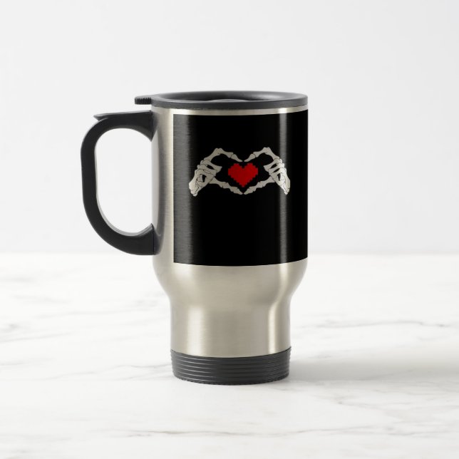 Caneca Térmica Skeleton Heart and Mands Meme (Esquerda)
