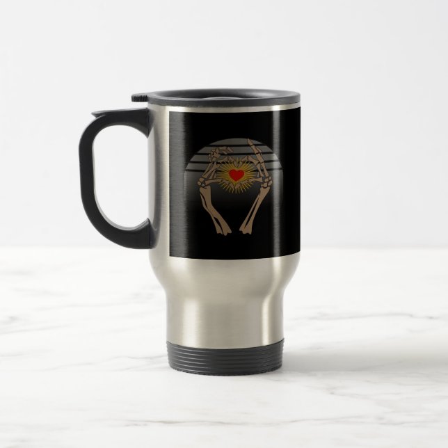 Caneca Térmica Skeleton Mãos Fazer Um Cardíaco Clássico (Esquerda)