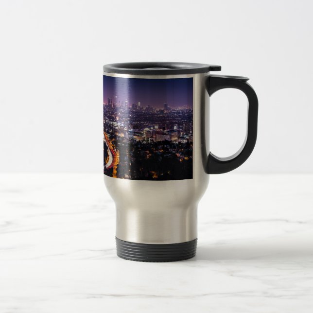 Caneca Térmica Skyline de Los Angeles, Califórnia na noite (Direita)