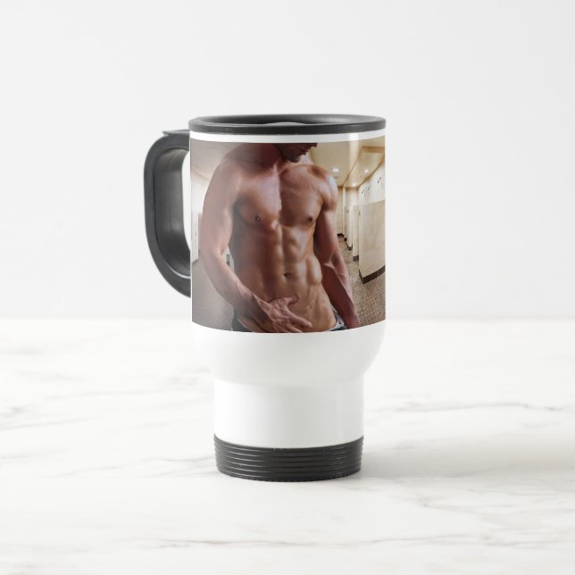 Caneca Térmica SlipperyJoe muscular sem camisa homem 6 maço ajust (Frente Esquerda)