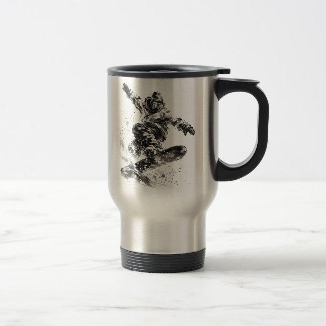 Caneca Térmica Snowboard Brush Art - Snowboarder Light (Direita)