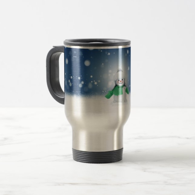 Caneca Térmica Snowman de inverno de Natal SlipperyJoe echarme (Frente Esquerda)