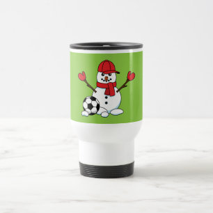 Caneca Térmica Snowman engraçado com bola de futebol