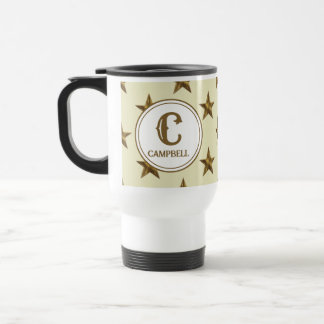 Caneca Térmica Sobrenome Inicial Monograma Western Estrela Dourad