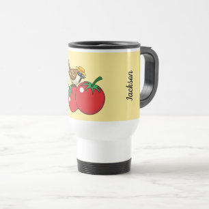 Caneca Térmica Sobreposição Orgânica Comendo Tomate Vermelho Ad