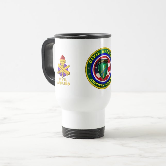 Caneca Térmica Soldado Orgulhoso de Assuntos Civis do Exército (Frente Esquerda)