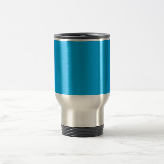 Caneca Térmica Solid Cyan Blue Background | Summer Minimal Style (Centro)