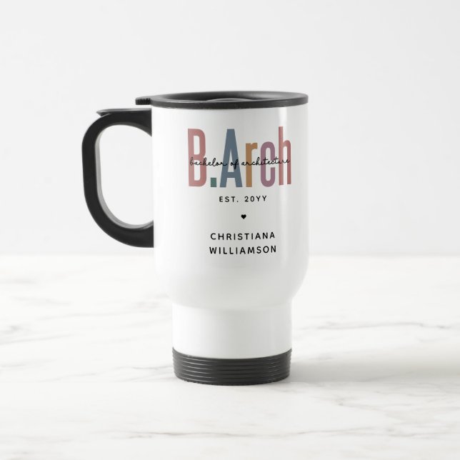 Caneca Térmica Solteiro BArch personalizado de graduação de arqui (Esquerda)
