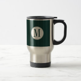 Caneca Térmica Solteiro Pinstripe  Monograma de Teal Escuro