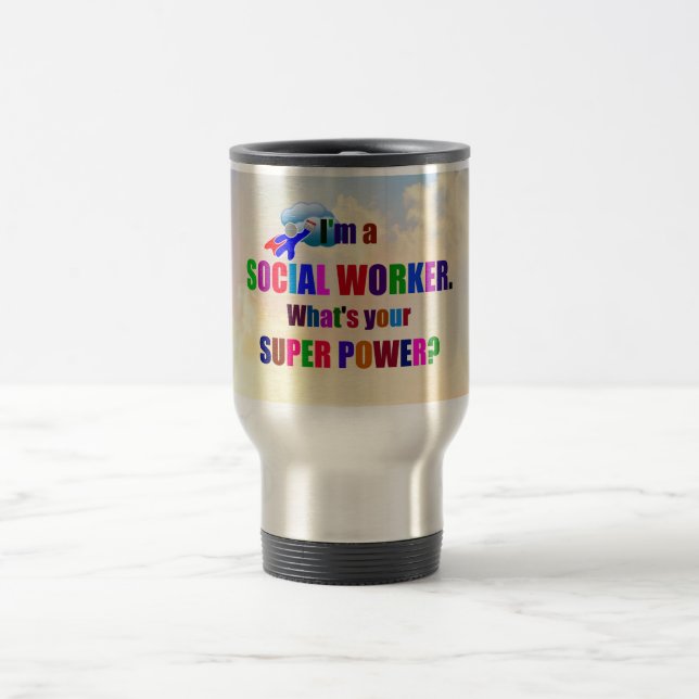 Caneca Térmica "Sou uma Assistente Social" design popular, (Centro)