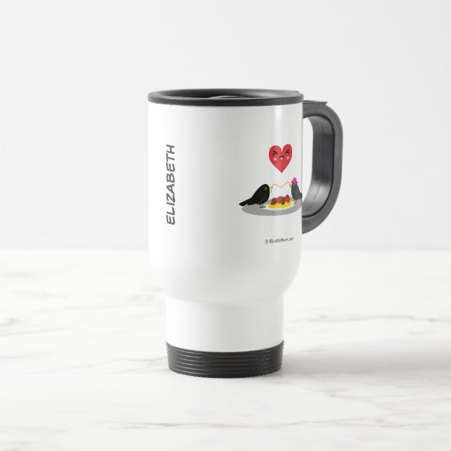 Caneca Térmica Spaghetti Meatball Data Romântica | Adicione seu n (Frente Esquerda)