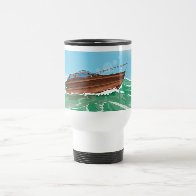 Caneca Térmica Speedboat clássico de madeira (Centro)