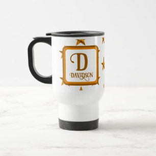 Caneca Térmica Star Monograma Laranja Dourado Nome inicial