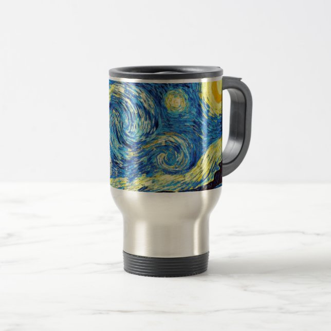 Caneca Térmica Starry Night por Vincent van Gogh (Frente Esquerda)