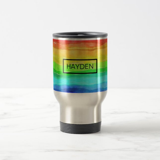 Caneca Térmica Stripes Arco-Íris Personalizadas (Centro)