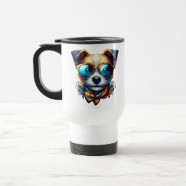 Caneca Térmica Stylish Dog With Glasses Colorful Modern Pet Art