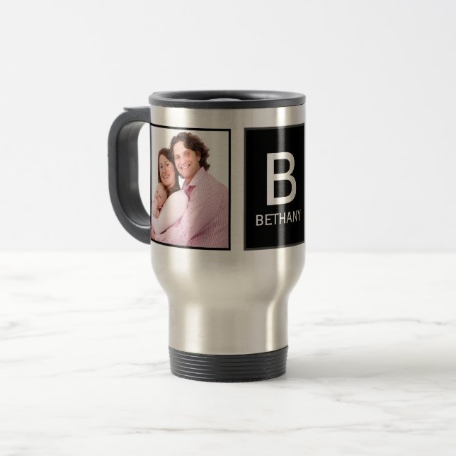 Caneca Térmica Stylish Modern Custom 2 x Photo Personalised (Frente Esquerda)