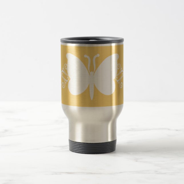 Caneca Térmica Suave Borboleta Amarela Roda Mug (Centro)