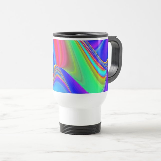 Caneca Térmica Summersense, Abstrato 3D Rainbowart (Frente Esquerda)