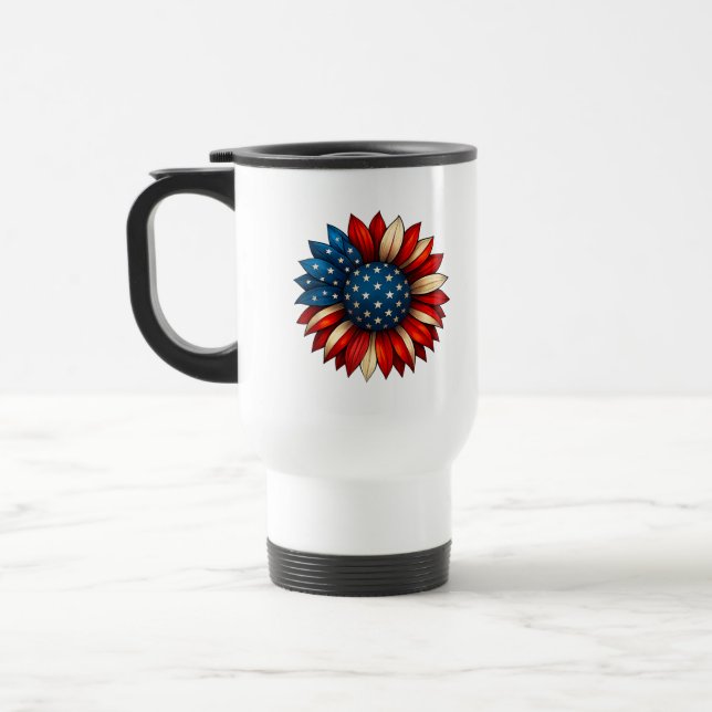 Caneca Térmica Sunflower American Flag 4 de julho Merica EUA (Esquerda)