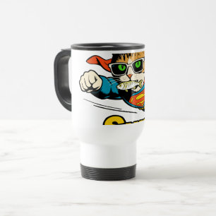Caneca Térmica Super Gato Voando com Peixe