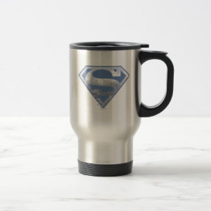 Caneca Térmica Super-Homem Logotipo de Cidade Azul Claro