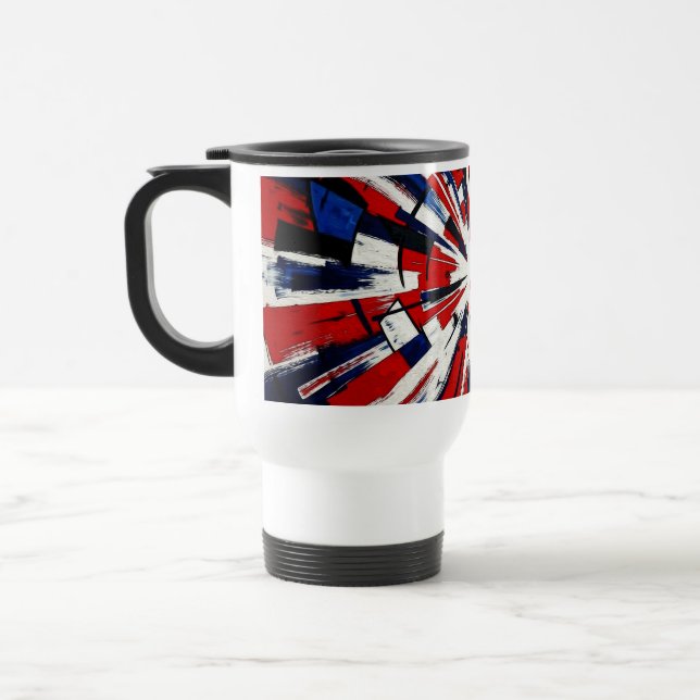 Caneca Térmica Supernova Pop – Explosão Geométrica Abstrata (Esquerda)