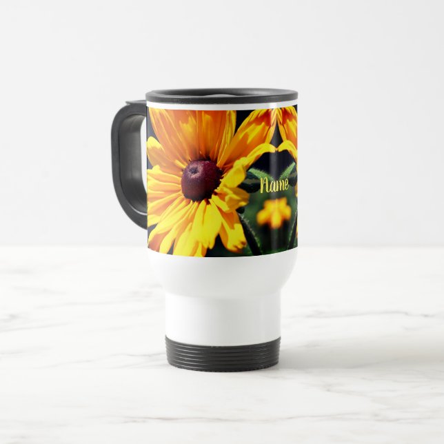 Caneca Térmica Susan Flower de olhos negros personalizada (Frente Esquerda)