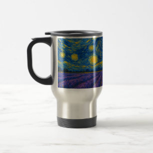Caneca Térmica Swirling Night Sky sobre Campo de Lavanda