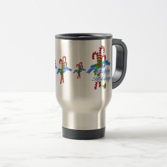 Caneca Térmica Taça de Natal de Candy Cane (Frente Esquerda)